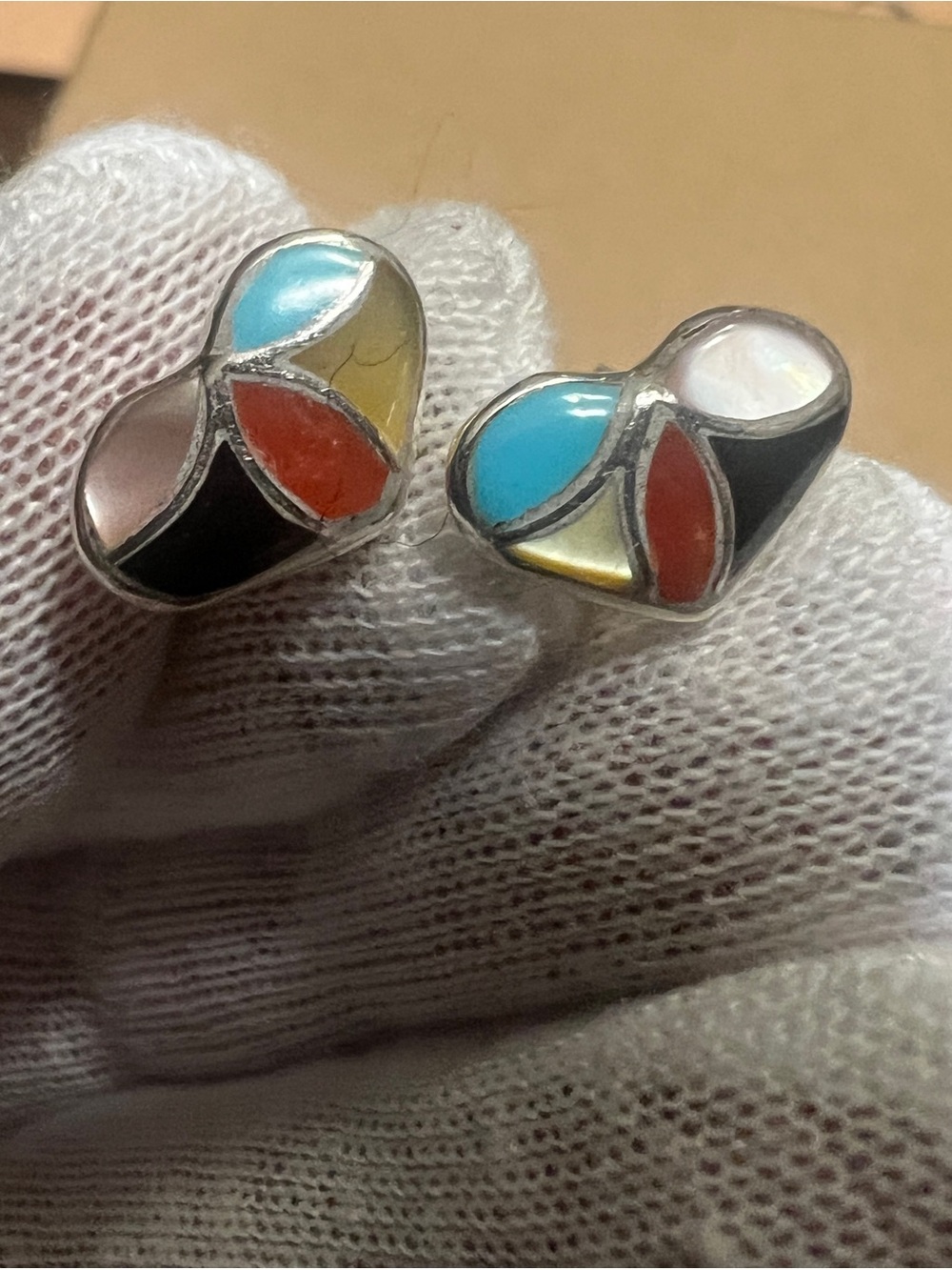 Sterling Silver Multicolor Heart Stud Earrings